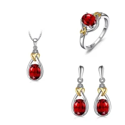 Celtic Love Knot Jewelry SET-Diamonds & REAL Gemstones in Sterling Silver