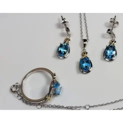 Celtic Love Knot Jewelry SET-Diamonds & REAL Gemstones in Sterling Silver