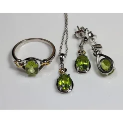 Celtic Love Knot Jewelry SET-Diamonds & REAL Gemstones in Sterling Silver