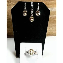 Celtic Love Knot Jewelry SET-Diamonds & REAL Gemstones in Sterling Silver