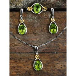 Celtic Love Knot Jewelry SET-Diamonds & REAL Gemstones in Sterling Silver