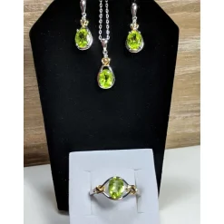 Celtic Love Knot Jewelry SET-Diamonds & REAL Gemstones in Sterling Silver