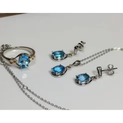 Celtic Love Knot Jewelry SET-Diamonds & REAL Gemstones in Sterling Silver