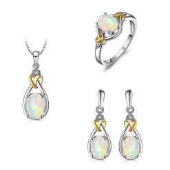 Celtic Love Knot Jewelry SET-Diamonds & REAL Gemstones in Sterling Silver