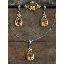 Celtic Love Knot Jewelry SET-Diamonds & REAL Gemstones in Sterling Silver