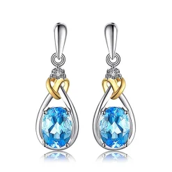 Celtic Love Knot Jewelry SET-Diamonds & REAL Gemstones in Sterling Silver