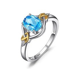 Celtic Love Knot Jewelry SET-Diamonds & REAL Gemstones in Sterling Silver