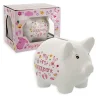 Ceramic Piggy Bank for Boys and Girls 5" Pink or Blue and White *