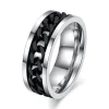 Chain Spinner Ring-Stainless Steel & Titanium Chain Spinner Inset in Gold, Silver or Black Color