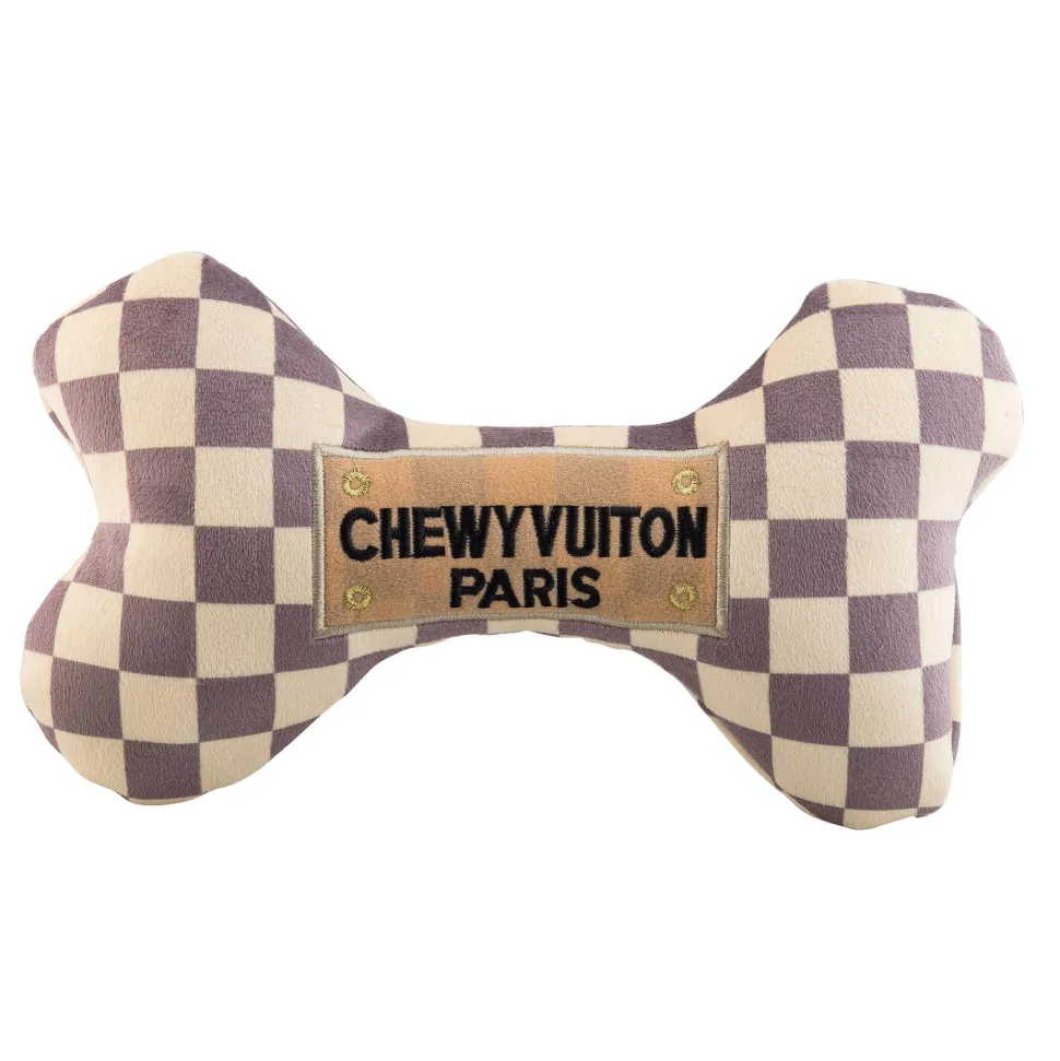 Checker Chewy Vuiton Designer Parody Dog Bones