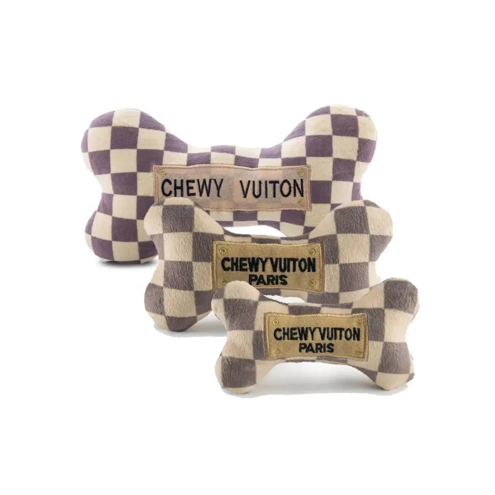 Checker Chewy Vuiton Designer Parody Dog Bones