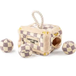 Checker Chewy Vuiton Parody Trunk - Activity House Dog Toy