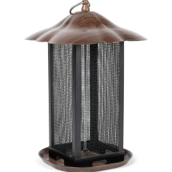 Cherry Woodgrain Heavy Duty Metal Bird Feeder 11 inch*