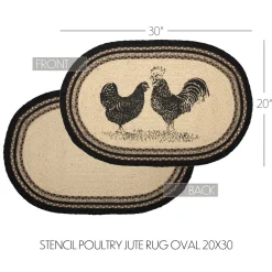 Chicken Jute Rug Oval 20x30 Perfect Farmhouse Decor