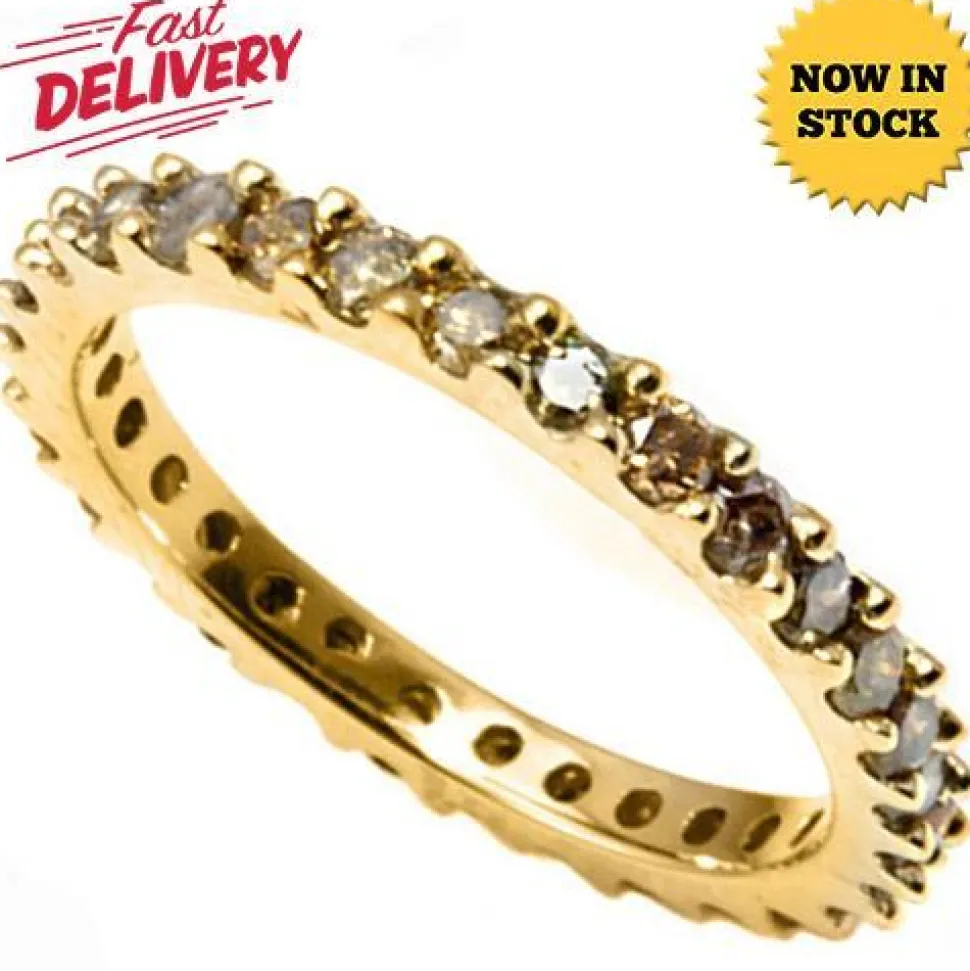 Chocolate Diamond Eternity Ring in 14K Yellow Gold-Stunning!