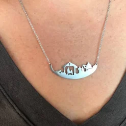 Christian Themed Necklaces-Stainless Steel Noah, Nativity Made in the USA