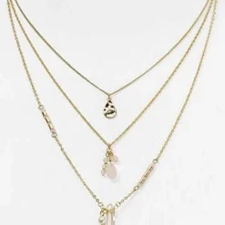 Christie' Gold-Tone Triple Layer Pendant Necklace By Aqua