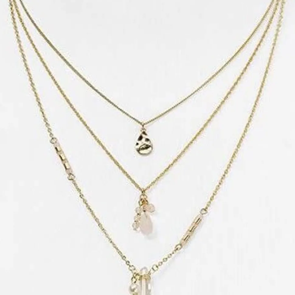 Christie' Gold-Tone Triple Layer Pendant Necklace By Aqua