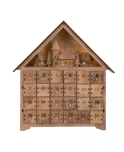 Christmas Countdown Calendar LED Farmhouse 15.35" H Wooden LED Countdown Farmhouse Plywood, Plastic, Iron Imported