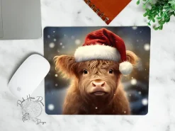Christmas Highland Calf Mouse Pads Made in the USA!