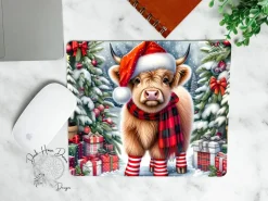 Christmas Highland Calf Mouse Pads Made in the USA!