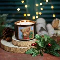 Christmas Highland Cow Cinnamon Candle Primitives by Kathy