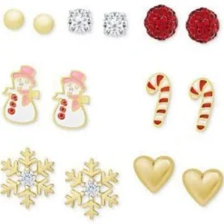 Christmas Holiday Girl's Sterling Silver Earring Set