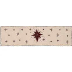 Christmas North Star Rustic Embroidered Runner 13" x 48"