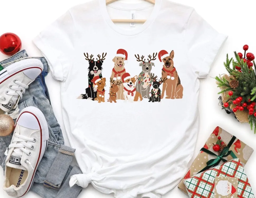 Christmas Pooches Holiday Dogs TShirt