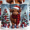 Christmas Tree Highland Cow Tumbler