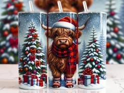 Christmas Tree Highland Cow Tumbler