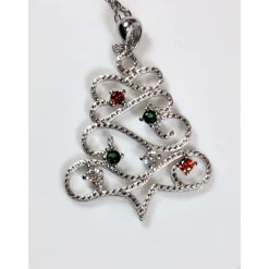 Christmas Tree Necklace Sterling Silver with Ornaments, Custom