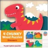 Chunky Wood Puzzles - Kids 4 Pack-Farm, Dinosaur & Garden Bugs