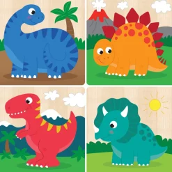Chunky Wood Puzzles - Kids 4 Pack-Farm, Dinosaur & Garden Bugs