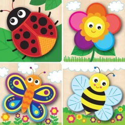 Chunky Wood Puzzles - Kids 4 Pack-Farm, Dinosaur & Garden Bugs