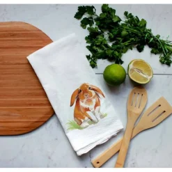 Closeout Farm Animal Watercolor Flour Sack Tea Towels-Rabbits, cows, horse, chicken