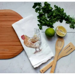 Closeout Farm Animal Watercolor Flour Sack Tea Towels-Rabbits, cows, horse, chicken