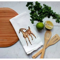 Closeout Farm Animal Watercolor Flour Sack Tea Towels-Rabbits, cows, horse, chicken