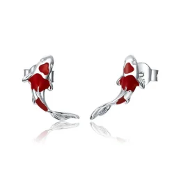 Colorful Koi Earrings & Charm-Beautiful Sterling Silver Fish Earrings!!