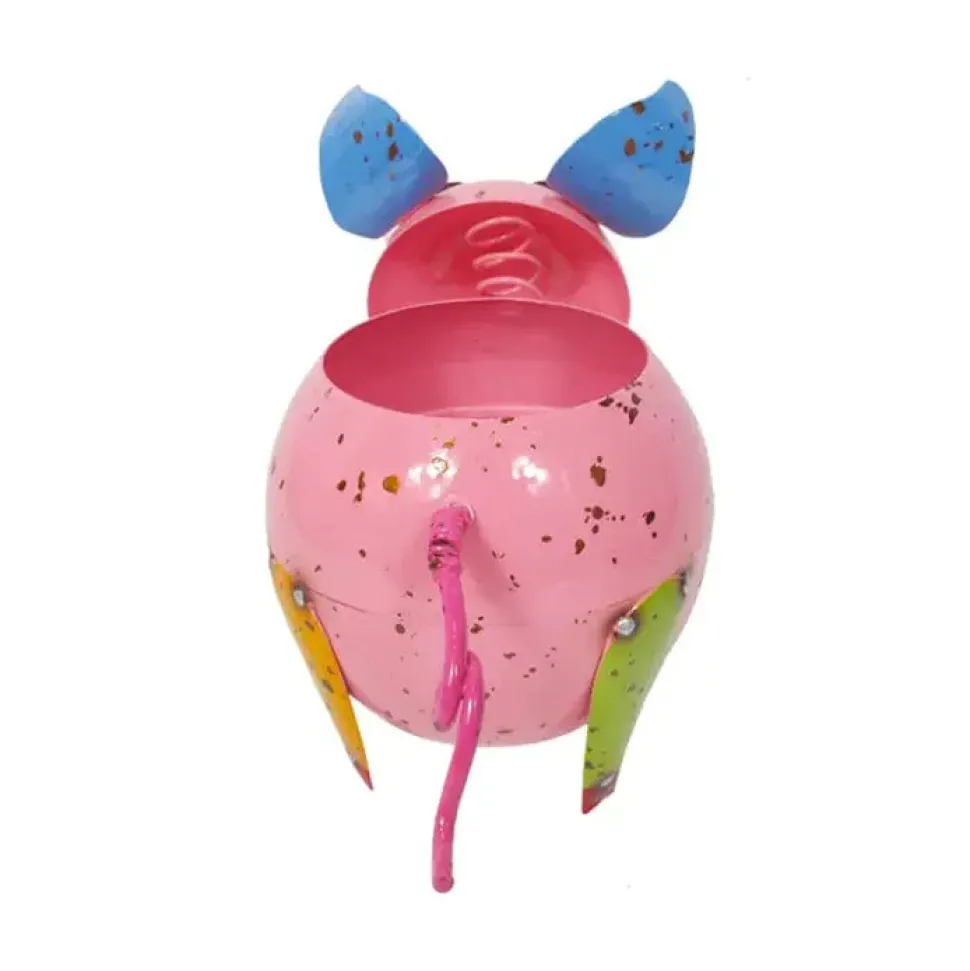 Colorful Mini Pig Planter Painted and Enameled