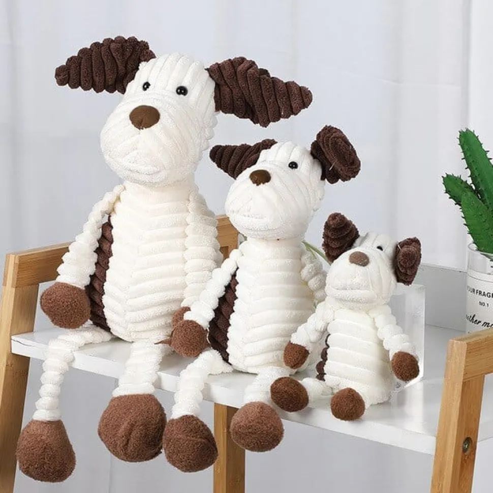 Corduroy Piggy & Puppy Plush Animals with Dangly Legs