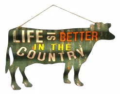 Corrugated Tin Cow Sign: Life is Better in the Country *