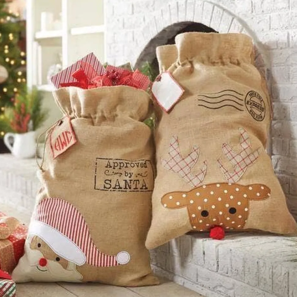 Country Christmas Lrg Gift Sack with Drawstring Santa Sack