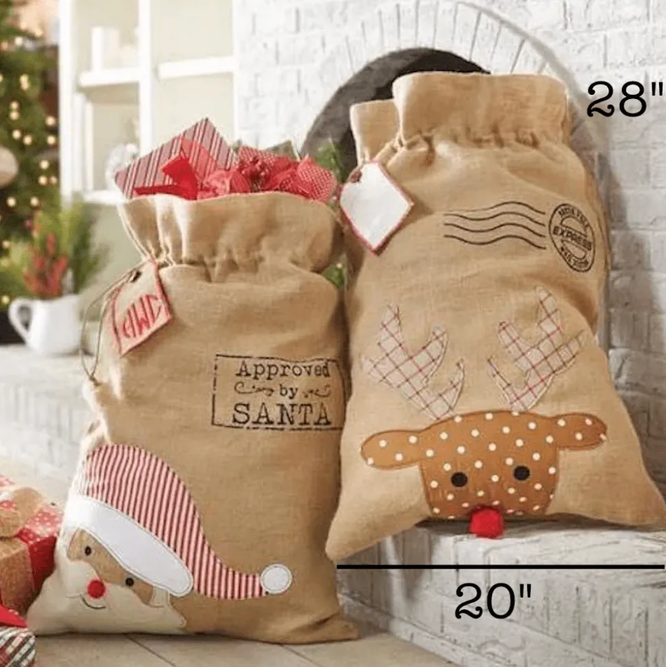 Country Christmas Lrg Gift Sack with Drawstring Santa Sack