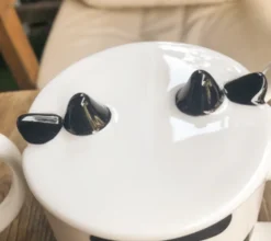 Cow Ceramic Coffee Mug with Lid and Spoon