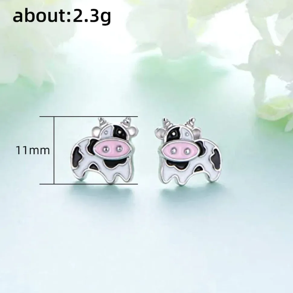 Cow Earrings Black and White Push Back Adorable!