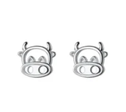 Cow Earrings Sterling SIlver Studs*