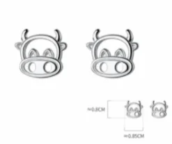 Cow Earrings Sterling SIlver Studs*