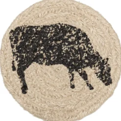 Cow or Pig Jute Country Coaster Sets of 6-Sawyer Mill