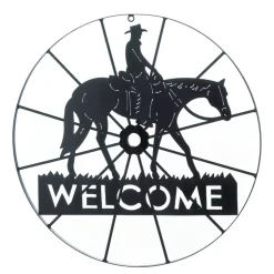 Cowboy Welcome Wheel Sign